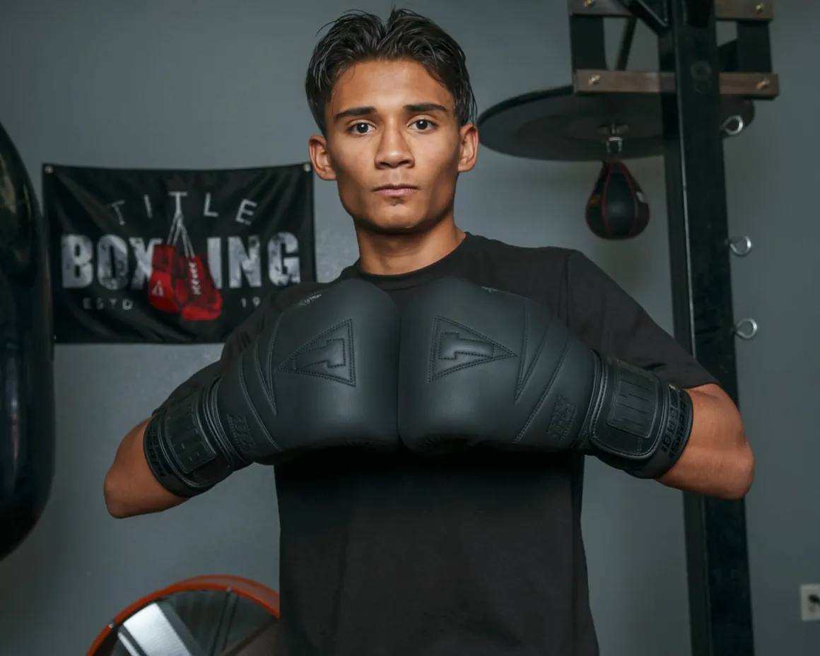 TITLE Black Bolstered Leather Bag Boxing Gloves