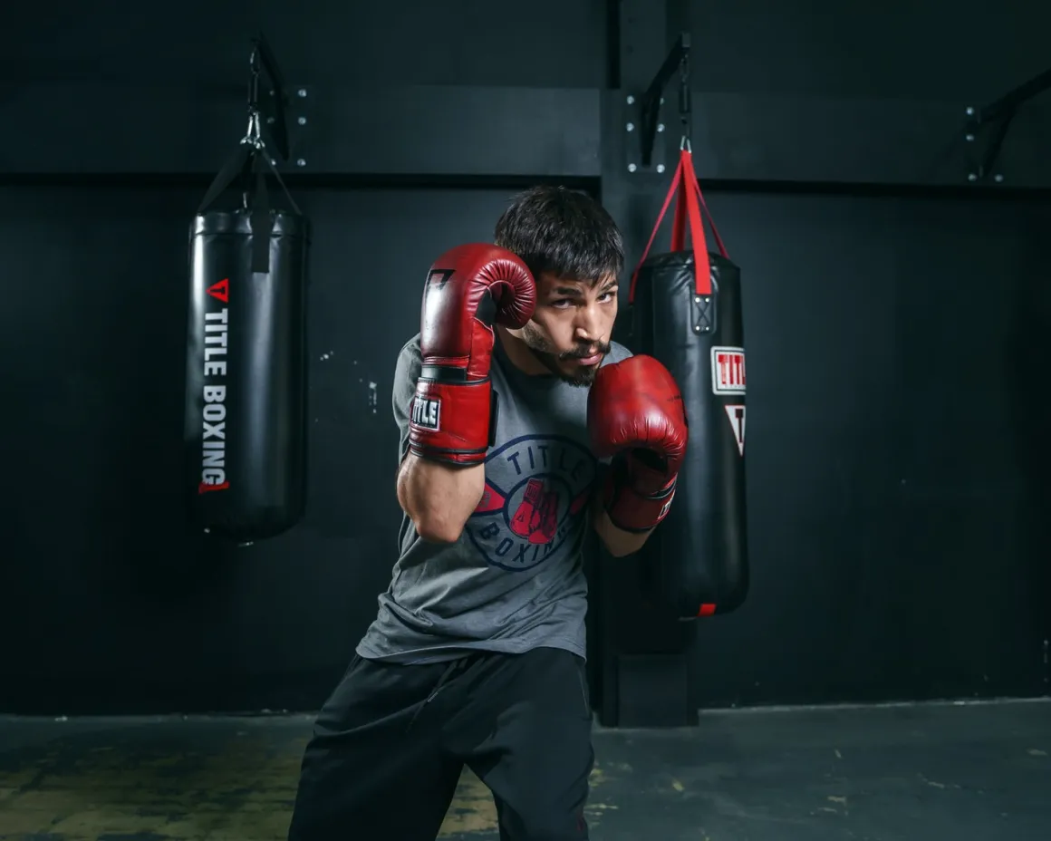 TITLE Boxing Blood Red Leather Bag Boxing Gloves