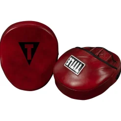 TITLE Boxing Blood Red Leather Punch Mitts