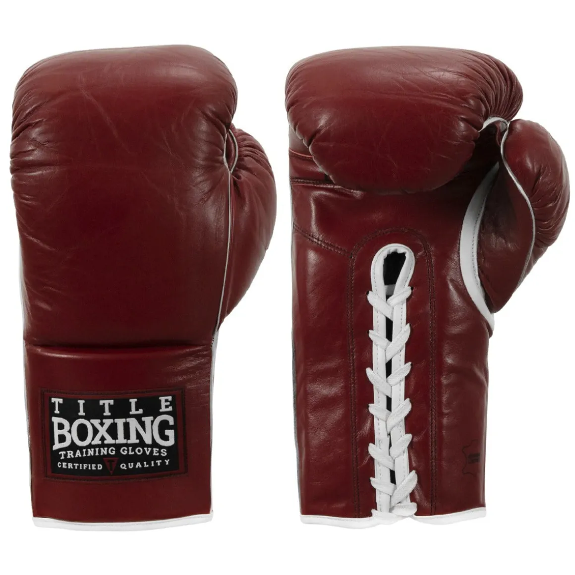 TITLE Boxing Old School Leather Lace-Up Sparring Boxing Gloves