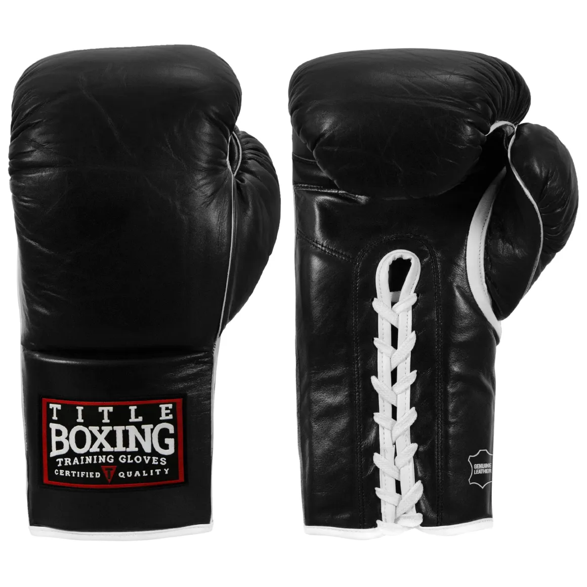 TITLE Boxing Old School Leather Lace-Up Sparring Boxing Gloves