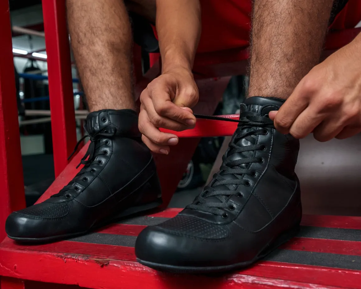 TITLE Boxing Old School Leather Boxing Shoes