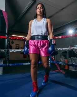 TITLE Boxing Professional Women’s Satin Striped Boxing Trunks