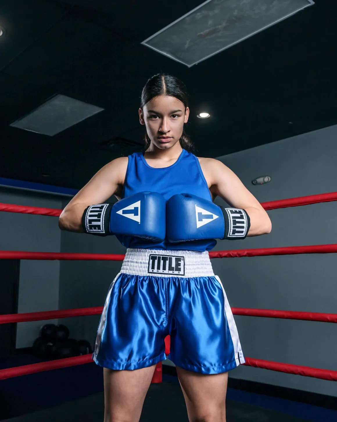 TITLE Boxing Professional Women’s Satin Striped Boxing Trunks