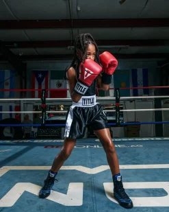 TITLE Boxing Professional Women’s Satin Striped Boxing Trunks