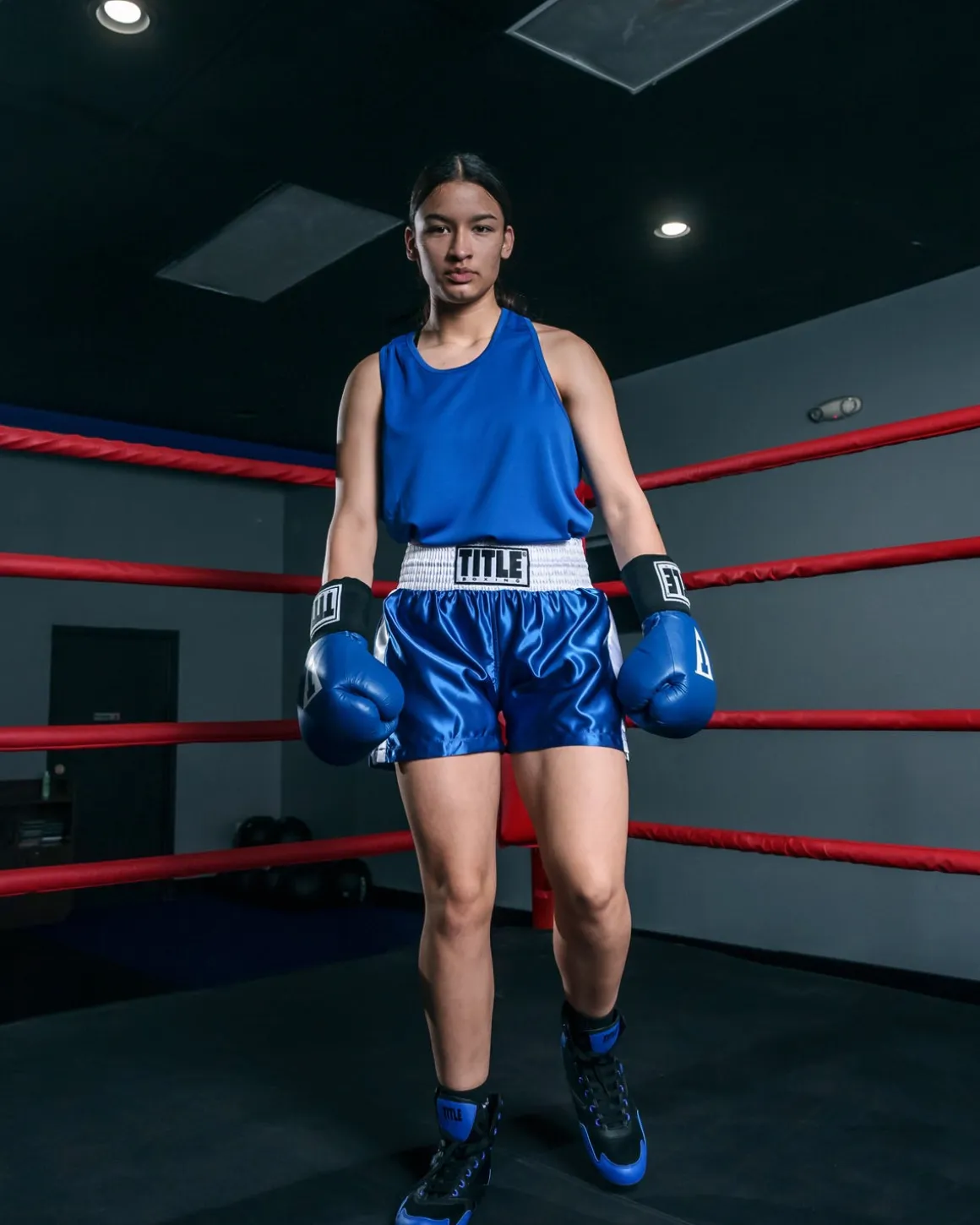 TITLE Boxing Professional Women’s Satin Striped Boxing Trunks