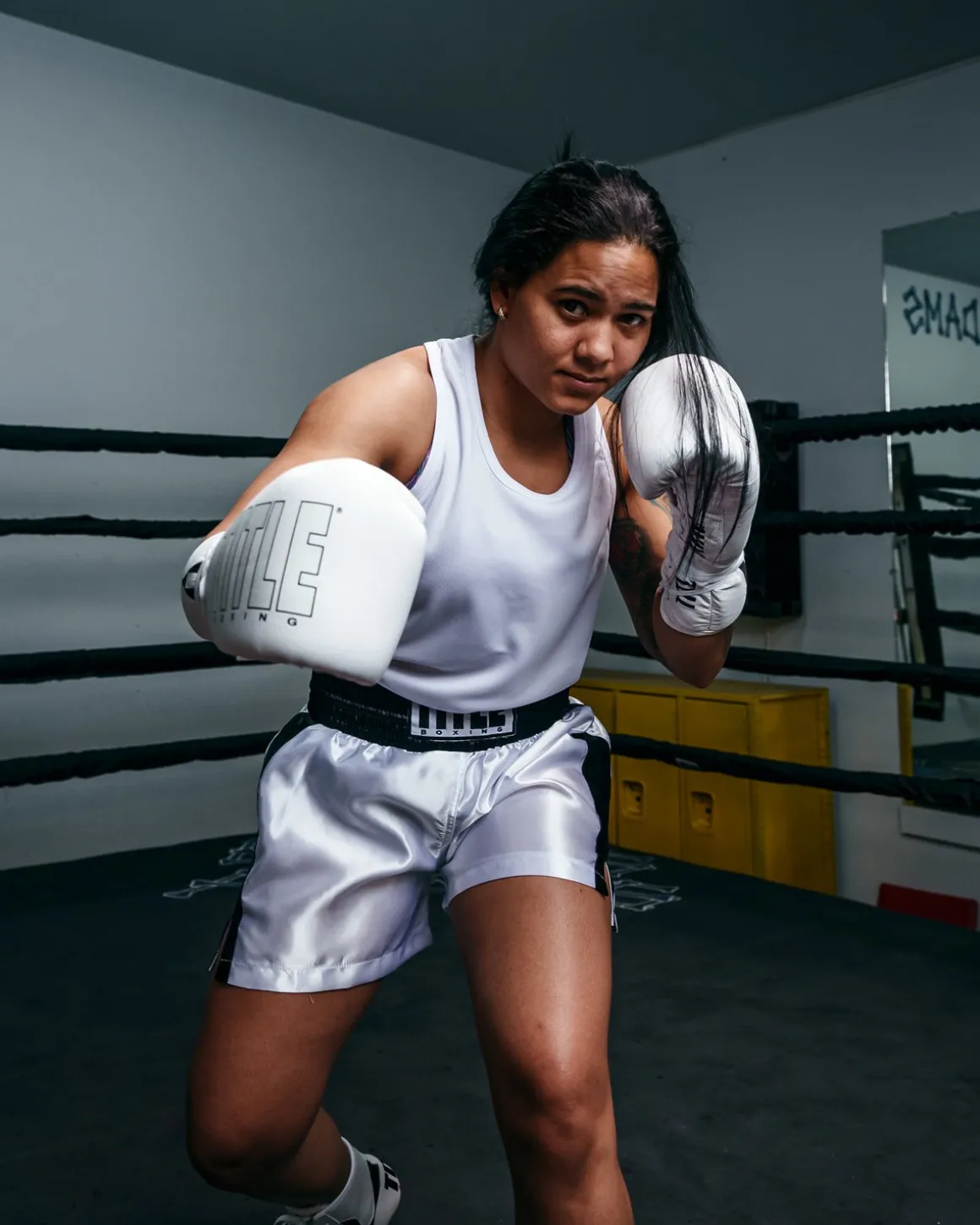 TITLE Boxing Professional Women’s Satin Striped Boxing Trunks