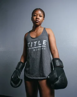 TITLE Boxing Women's Striped Wordmark Cropped Tank