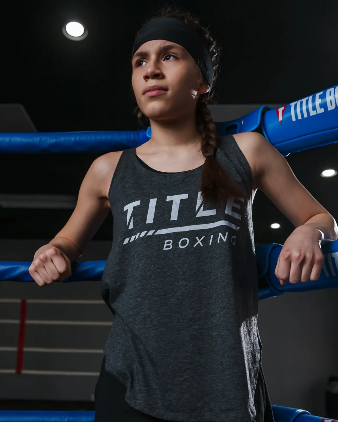 TITLE Boxing Women's Striped Wordmark Cropped Tank