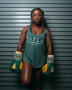 TITLE Boxing Women's Striped Wordmark Cropped Tank