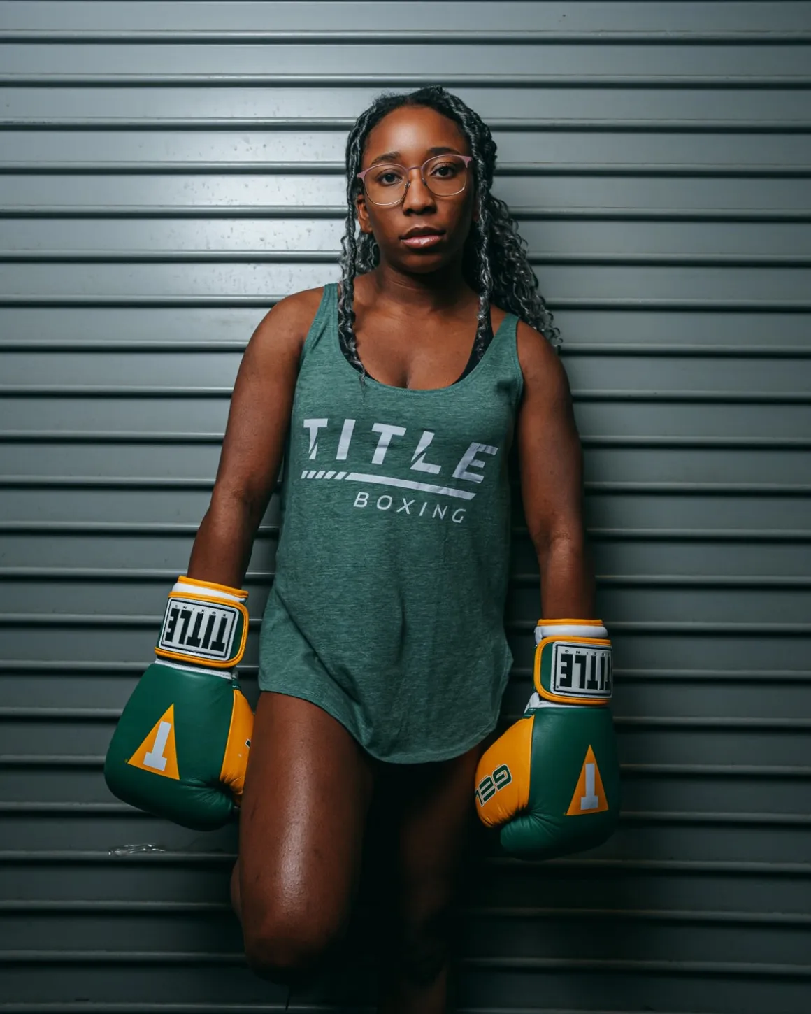 TITLE Boxing Women's Striped Wordmark Cropped Tank