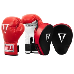 TITLE Classic Adult & Youth Boxing Gloves + Mitts Training Bundle