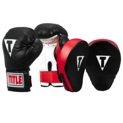 TITLE Classic Adult & Youth Boxing Gloves + Mitts Training Bundle