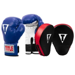 TITLE Classic Adult & Youth Boxing Gloves + Mitts Training Bundle